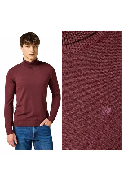 Pulover Barbati - Turtleneck - Regular Fit - Fara Inchidere - Guler Inalt - Maneci Lungi - Fara Buzunare - Bumbac - Rosu - Rosu