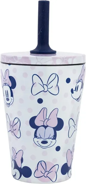 Pahar termic cu pai Stor Minnie Mouse - Awesome Faces, 360 ml