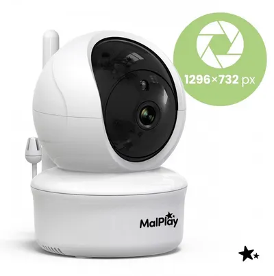 Camera suplimentara pentru supraveghere bebe, Malplay NannyEye Complex HD de 5.0, monitorizare inteligenta zinoapte, cu 8 melodii integrate, raza semnal 300m