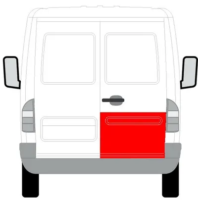Panou reparatie usa Dreapta Spate potrivit MERCEDES SPRINTER 901, 902, 903, 904, 905; VW LT II 1995-2006 - (Copertă; partea inferioara; 1/3 inaltime)