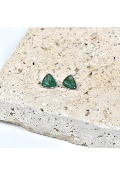 Cercei lut polimeric si rasina epoxidica - multicolor - 5x7cm - Verde/Argintiu