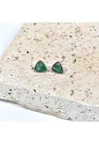 Cercei lut polimeric si rasina epoxidica - multicolor - 5x7cm - Verde/Argintiu