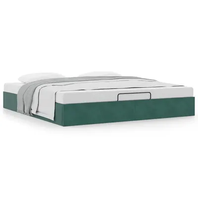 Gossi cadru de pat otoman fara saltea verde inchis 180x200 cm catifea