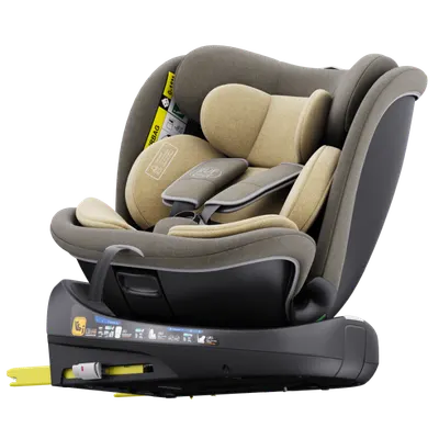 Scaun auto rotativ cu isofix B-Joy Deluxe Buf Boof iSize 40-150 cm lightbrown