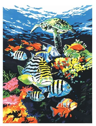Set de pictură cu vopsele acrilice pe pânză Royal - Adâncimi oceanice, 23 x 30 cm
