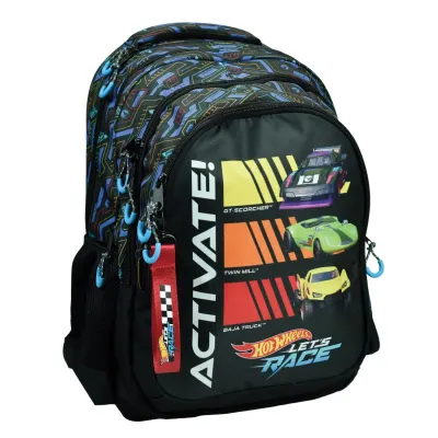 Ghiozdan cu 3 compartimente, Hot Wheels, Activate