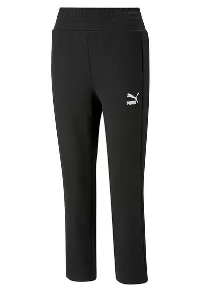 Pantaloni sport cu detaliu logo si talie inalta T7 - Negru