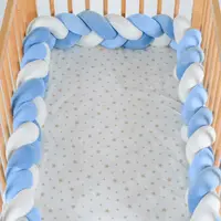 Apărătoare de lux împletită pentru pătuț Cangaroo - Braidy, 220 х 13 cm, albastru deschis