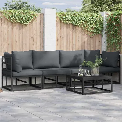 vidaXL Set de canapele pentru grădină 5 buc. Negru Metal