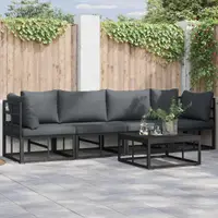 vidaXL Set de canapele pentru grădină 5 buc. Negru Metal