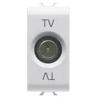 Priza Tv Coaxiala, Ecranare Clasa a - Conector Tata Iec 9,5 Mm - Direct - 1 Modul - Alb Lucios - Antibacterian - Chorusmart