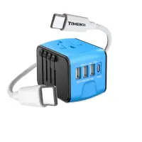 Pachet Travel Timebox, Type-C la USB-C, 66W, 1m, 3 x USB, Albastru - Default Title