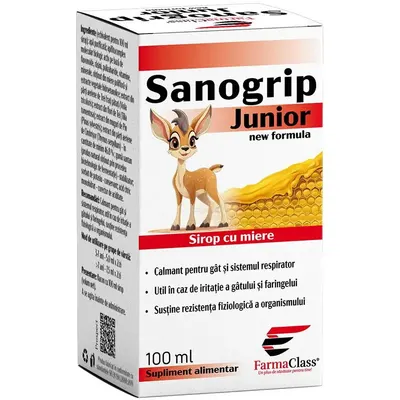 Sanogrip Junior Sirop cu Miere 100ml