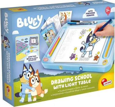 Set creativ Lisciani Bluey - Școală de desen + tablă LED