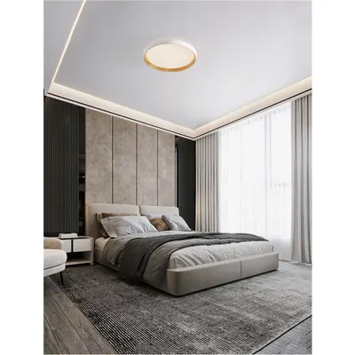 Plafoniera VOMOS Triac Dimabil Nisipiu Alb & Lemn Colour Metal, Aluminiu & Acrylic LED 36 Wat 220-240Volt 3157Lm 2700 + 3000K IP20 Dip Intrerupator Deschis sus & jos