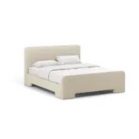 Pat matrimonial bej tapițat cu somieră 140x200 cm Eda – Micadoni