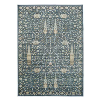 Covor din viscoză Universal Vintage Flowers, 140 x 200 cm, albastru