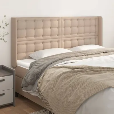 vidaXL Tăblie pat cu aripioare cappuccino 163x16x118/128 cm piele eco