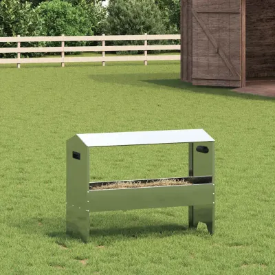 vidaXL Jgheab pentru hrănirea animalelor Argintiu 79 x 35 x 62 cm