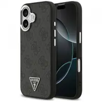 Husa MagSafe pentru Apple iPhone 17, Guess, 4G Triangle Logo, Neagra Argintie