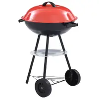 vidaXL Grătar pe cărbuni tip ceainic XXL portabil cu roți, 44 cm