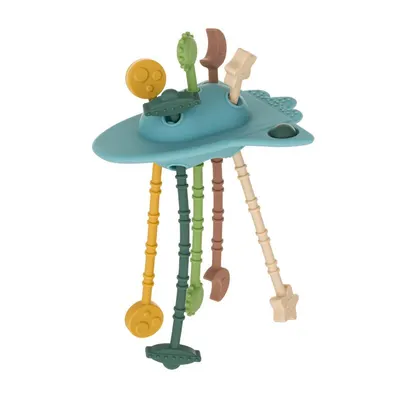 Jucarie senzoriala, Petite&Mars, Crazy rocket, Din silicon, Fara BPA, Moale si flexibila, 20 cm, 10 luni+, Albastru