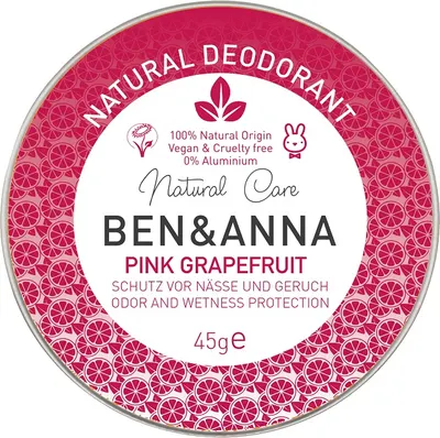 Ben & Anna Cremă deodoranta naturală Pink Grapefruit, 45 g