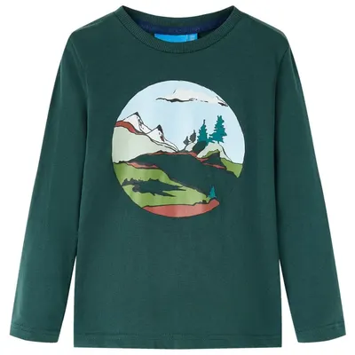 Tricou de copii cu mâneci lungi verde închis 116
