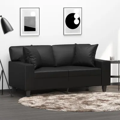 vidaXL Perne decorative, 2 buc., negru, 40x40 cm, piele ecologică