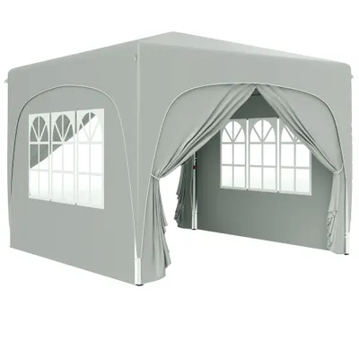 Outsunny Pavilion Pliabil cu Ferestre Laterale și Geantă de Transport, 300x300x273 cm, Gri Deschis | Aosom Romania