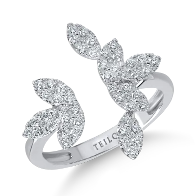Inel deschis din aur alb cu diamante de 0.51ct