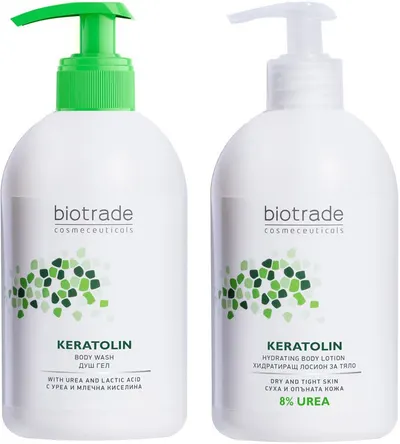 Biotrade Keratolin Body Set - Gel de duș și Loțiune de corp, 8% uree, 2 x 400 ml