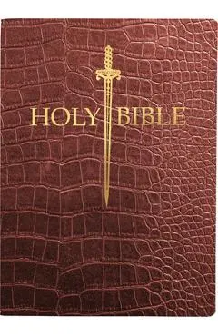 KJV Sword Bible, Large Print, Walnut Alligator Bonded Leather, Thumb Index: (Red Letter, Burgundy, 1611 Version)