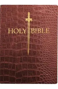 KJV Sword Bible, Large Print, Walnut Alligator Bonded Leather, Thumb Index: (Red Letter, Burgundy, 1611 Version)