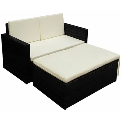 Gossi set mobilier de gradina cu perne, 2 piese, negru, poliratan