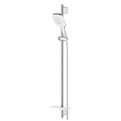 Coloana de dus Grohe Rainshower SmartActive 130 Cube 26586LS0, aparenta, 1/2, universala, bara 900 mm, pivotanta, 3 pulverizari, 1.75 furtun, anti-calcar, etajera, Crom