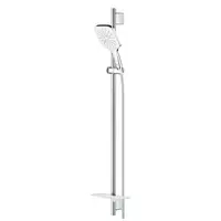 Coloana de dus Grohe Rainshower SmartActive 130 Cube 26586LS0, aparenta, 1/2, universala, bara 900 mm, pivotanta, 3 pulverizari, 1.75 furtun, anti-calcar, etajera, Crom