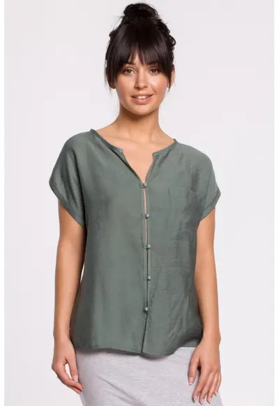 Bluza cu maneci scurte - cu nasturi - - Verde menta