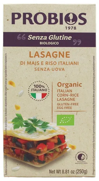 Foi bio pentru lasagna, porumb și orez, 250 g, Probios