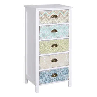 HOMCOM Comodă cu sertare comodă, design modern, 5 sertare, 46 cm x 34 cm x 97,5 cm, colorat | Aosom Romania