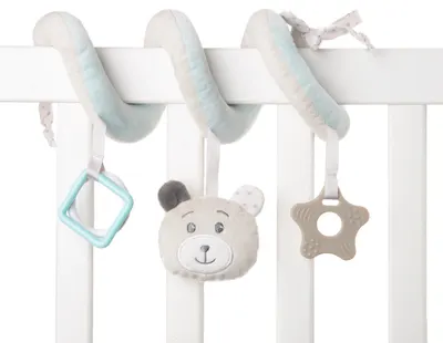 Jucarie spirală pentru bebeluși Tedsy - Ursuleț, 12 х 23 cm, albastră