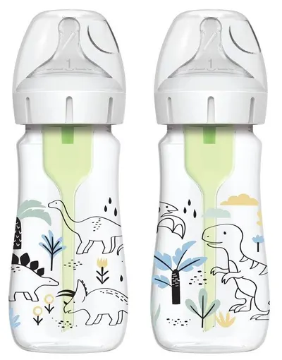 Set de biberoane Dr. Brown's Options+ - Anti-Colic, 270 ml, Dinozauri, 2 buc.