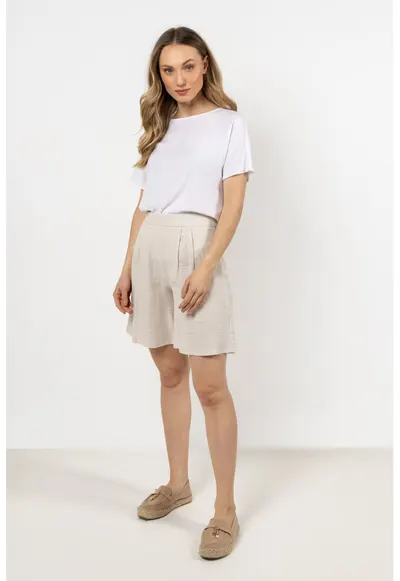 Pantaloni scurti dama - bej - bumbac 100%