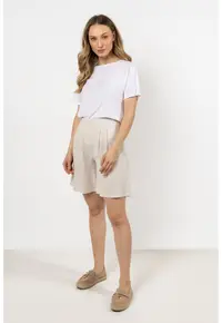 Pantaloni scurti dama - bej - bumbac 100%