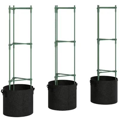 Outsunny Patură înălțată cu suport pentru cățărători saci 83,7 litri set de 3 jardiniere triunghiulare suport roșii 35 x 35 x 120 cm | Aosom Romania