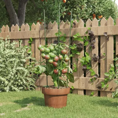 vidaXL Suport plante de grădină cu 3 inele, 5 buc, verde, 60 cm, oțel