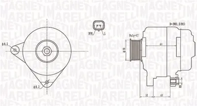 Alternator (14v, 150a) Hyundai Grandeur; Nissan Primastar; Opel Vivaro A; Renault Espace Iv, Laguna, Laguna Ii, Laguna Iii, Trafic Ii, Vel Satis 2.0d 2.2d Dupa 2005