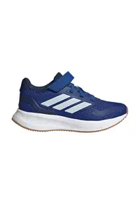 Pantofi sport Runfalcon 5 din plasa cu logo si velcro - Albastru petrol/Crem