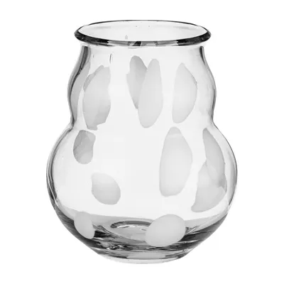 Vază albă din sticlă lucrată manual (înălțime 22 cm) Dam – noo.ma