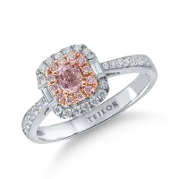Inel din aur alb cu diamante roz de 0.4ct si diamante incolore de 0.3ct